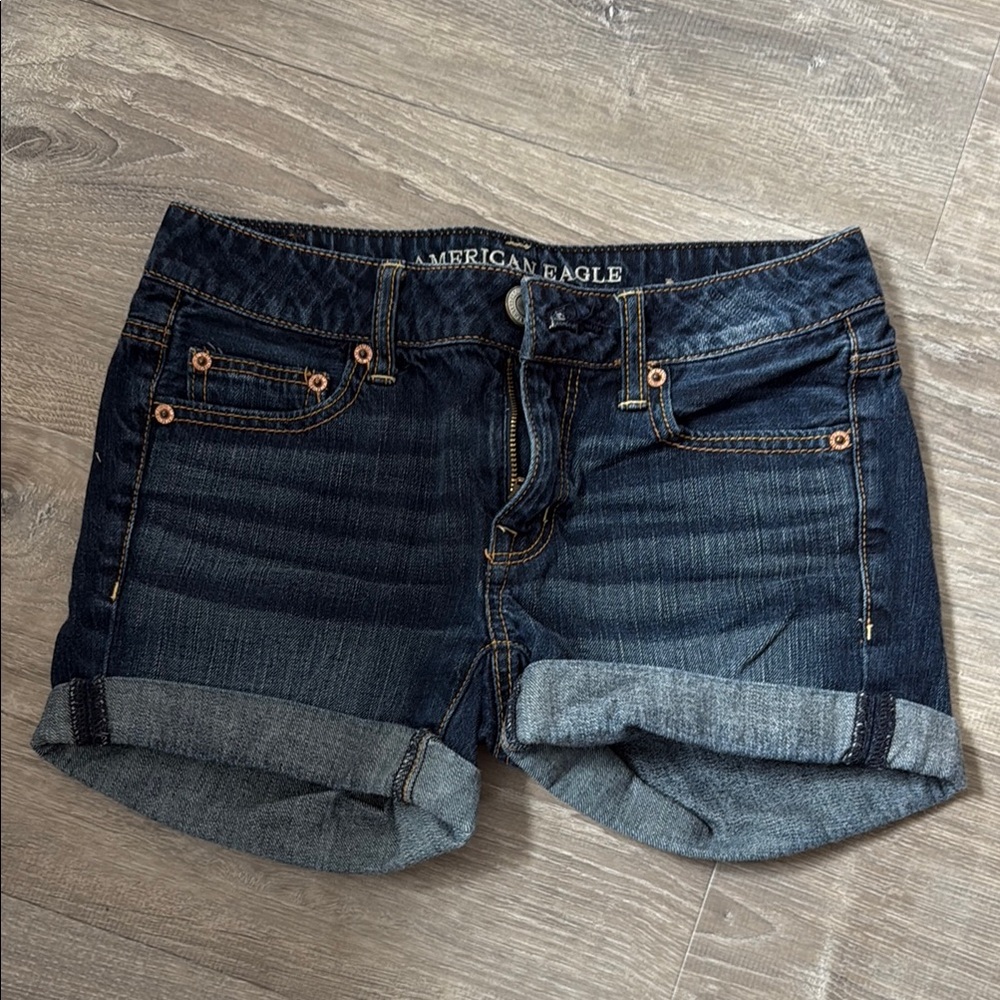 American Eagle Outfitters Blue Jean Shorts with Vintage Wash